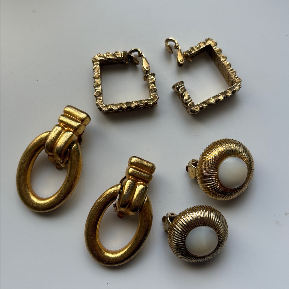 Vintage clip on earrings set of 3 pairs